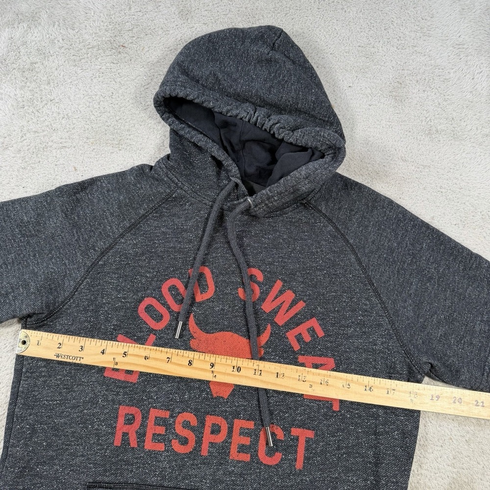 Under Armour Project Rock Hoodie Mens Medium Grey Short Sleeve Terry Brahma Bull - Picture 4 of 7